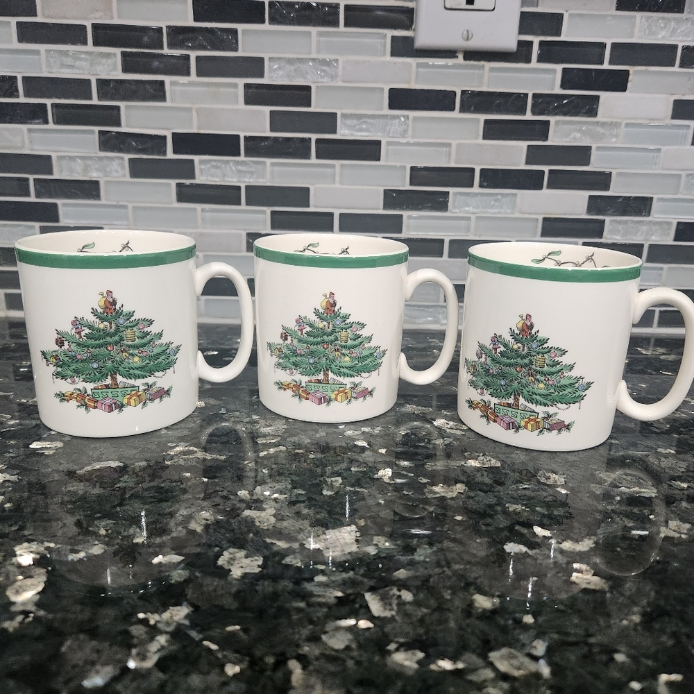 Spode Christmas Tree Coffee Mugs (Set of 3) made in England